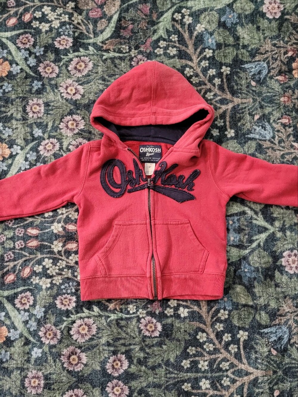 OshKosh B'gosh Coral-Red Zip Hoodie with Script Logo